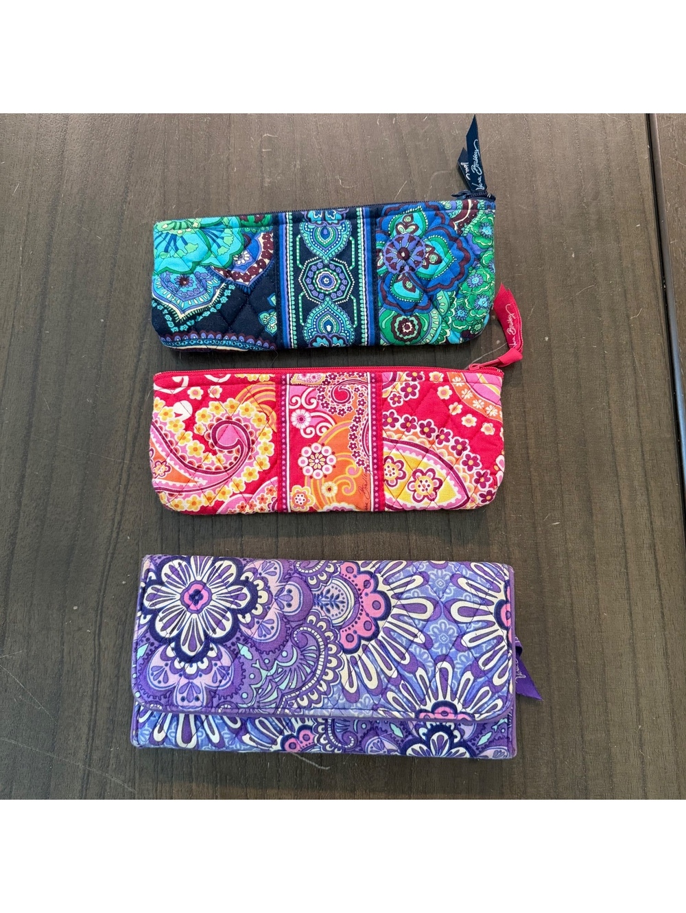 Vera Bradley Wallet Clutch Bundle Quilted Floral Cotton Zip Around Organizer Set